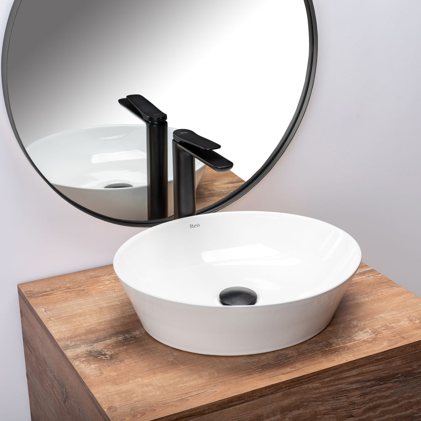 Lavoar blat Rea Saga White, 41x37cm, ceramica sanitara