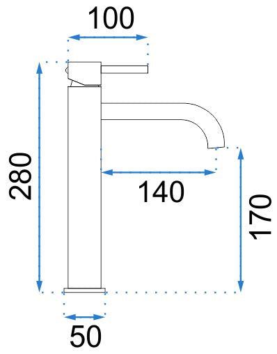 Baterie lavoar Rea Gusto One, 28 cm, alama, finisaj negru mat - MarbelOn