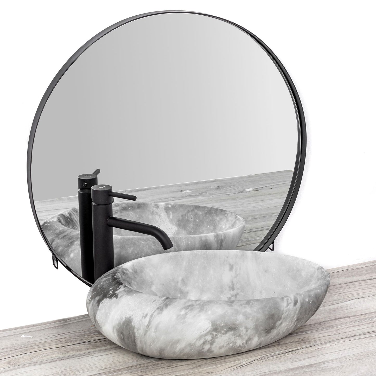 Lavoar blat Rea Roxy Stone Light Grey, 49x31cm, ceramica sanitara - MarbelOn
