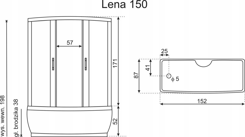Cabina de dus cu hidromasaj Lena, panou de control, Led, radio, ventilator