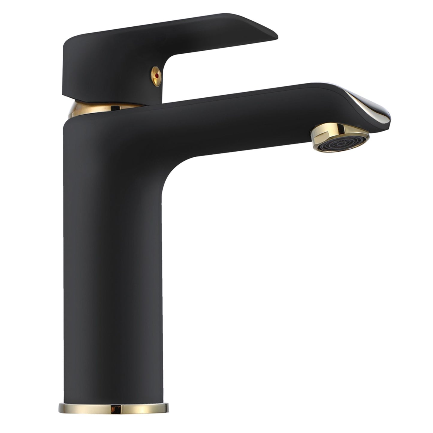 Baterie lavoar Rea Bloom Black&Gold, 15.5 cm, alama, finisaj negru mat&auriu