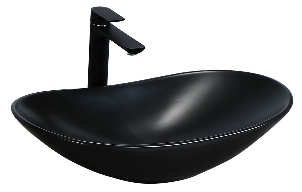 Lavoar blat Rea Royal Mat Black, 61.5x37cm, ceramica sanitara - MarbelOn