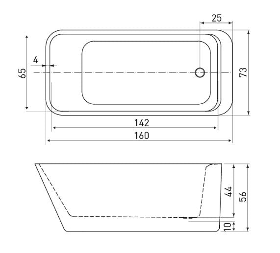 Cada de baie freestanding Mbo-Doli, 160x73x56, alb, acril antibacterian - MarbelOn