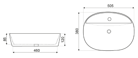 Lavoar blat KR-09, 50x38, negru mat, ceramica sanitara