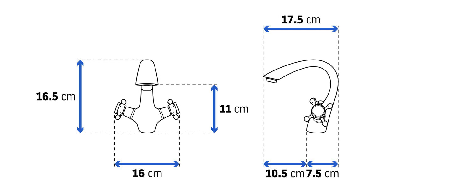 Baterie lavoar Rea Retro old, 16 cm, alama, finisaj negru mat - MarbelOn