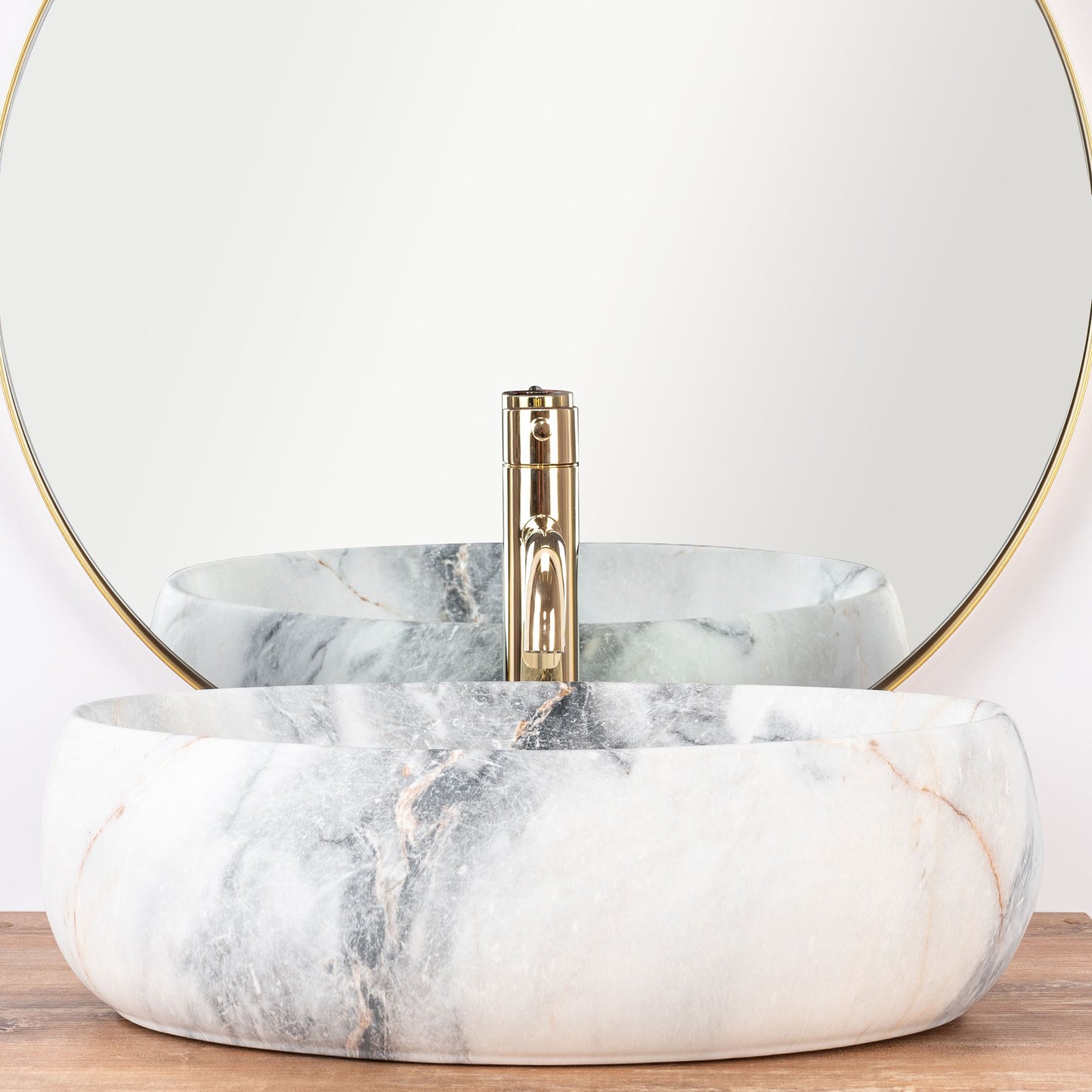 Lavoar blat Rea Linda Granit Mat, 48.5x34cm, ceramica sanitara - MarbelOn