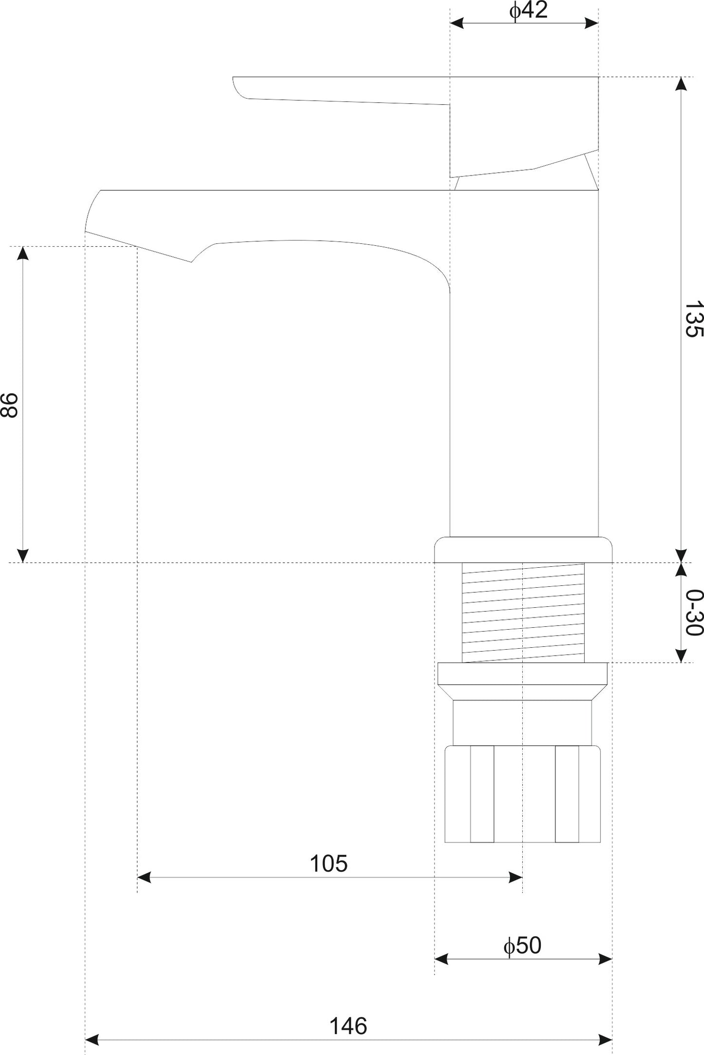 Baterie lavoar Sevilla SW 01, alama, 13.5cm, finisaj alb&crom
