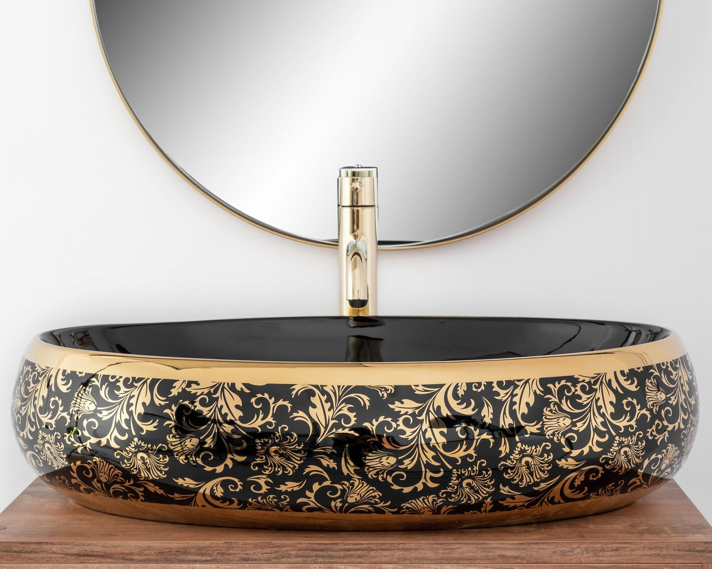 Lavoar blat Rea Meryl Black&Gold, 60x40.5cm, ceramica sanitara - MarbelOn