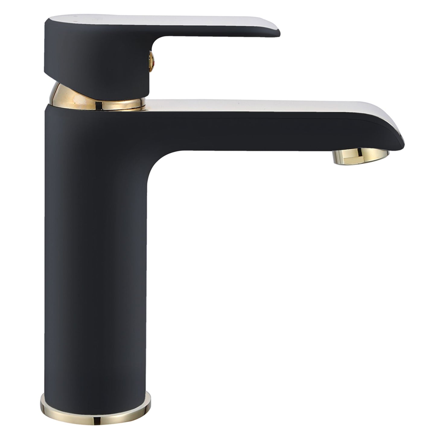 Baterie lavoar Rea Bloom Black&Gold, 15.5 cm, alama, finisaj negru mat&auriu