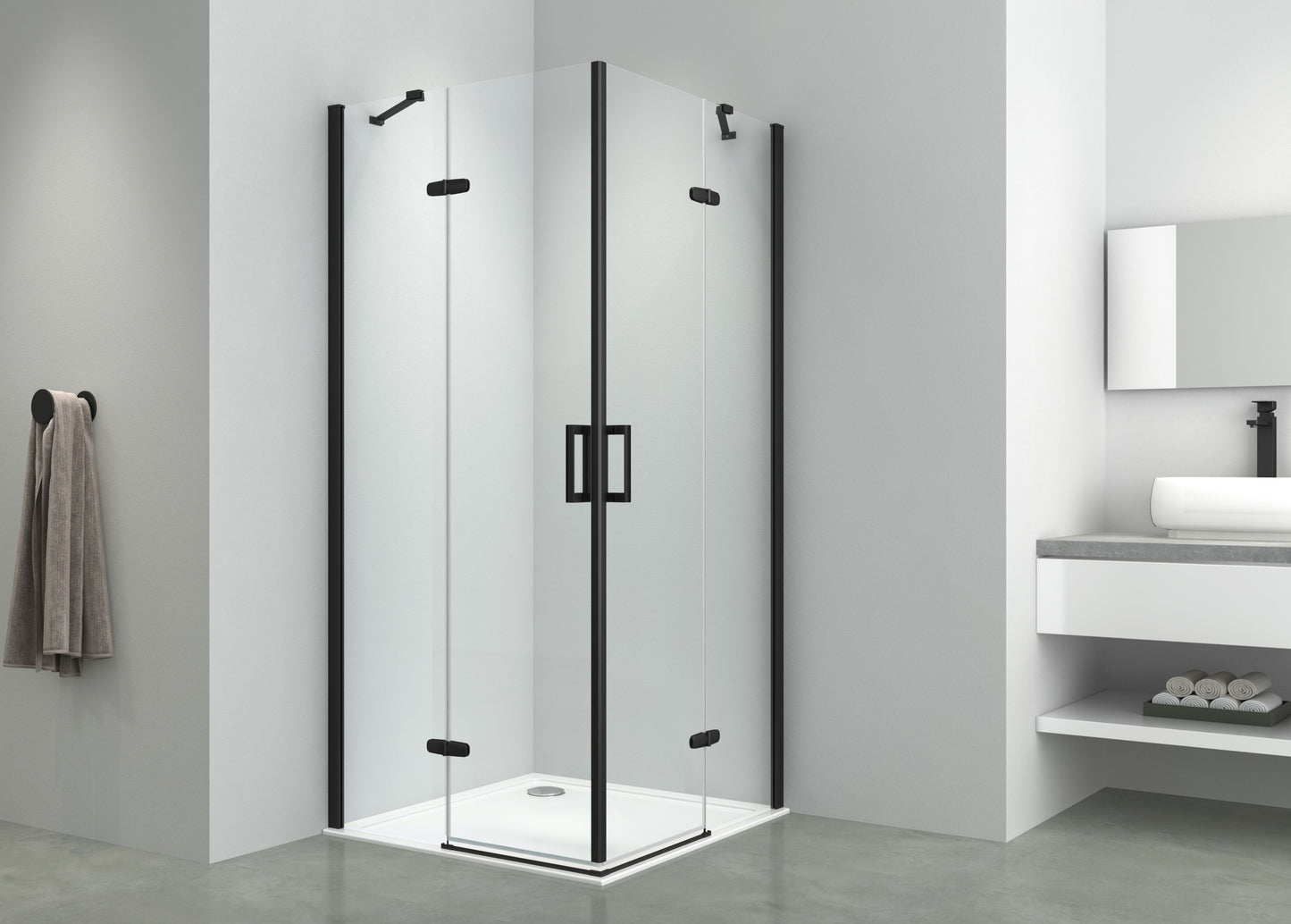 Cabina dus Flow, 90x90cm, finisaj negru mat