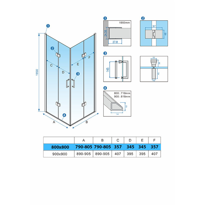 Cabina dus MBO-KZ08B, finisaj crom