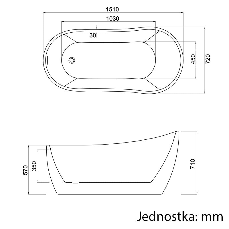 Cada freestanding Mbo-Aria, acril, 150x70cm