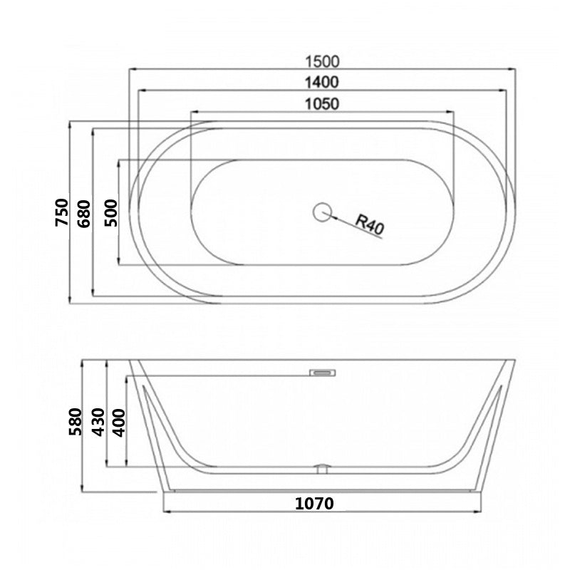 Cada freestanding Mbo-Lisbona, acril, 150x75cm