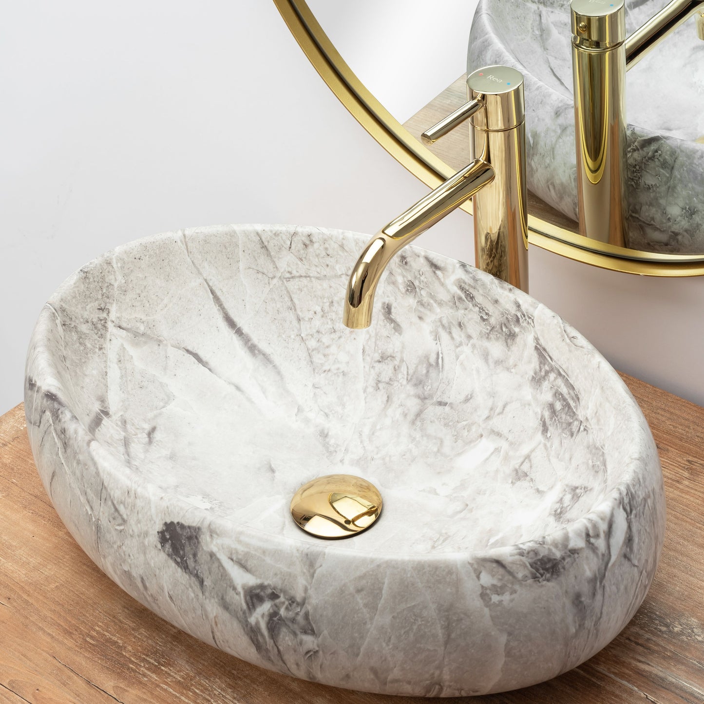 Lavoar blat Rea Linda Stone, 48.5x34cm, ceramica sanitara - MarbelOn