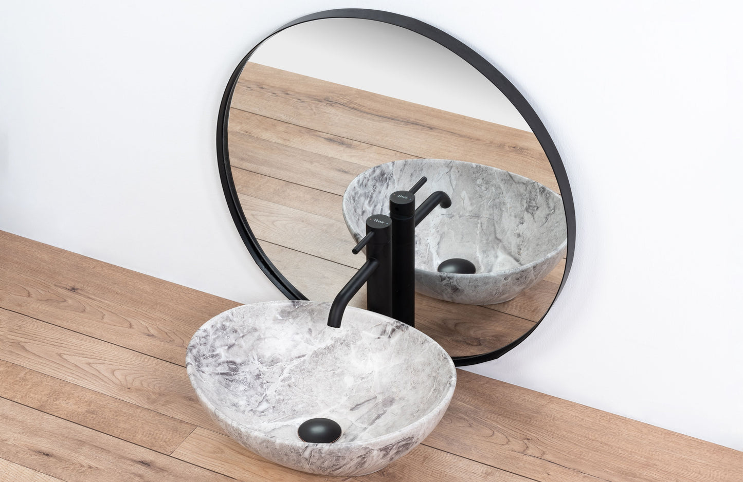 Lavoar blat Rea Sofia Stone, 41x34.5cm, ceramica sanitara