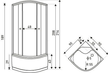 Cabina cu hidromasaj Paulina, 80x80x214 cm, panou de control, radio, ventilator - MarbelOn