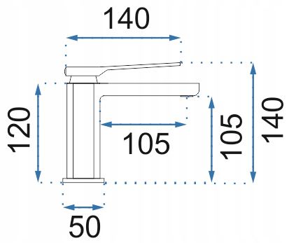 Baterie lavoar Rea Creek, 14 cm, alama, finisaj negru mat - MarbelOn