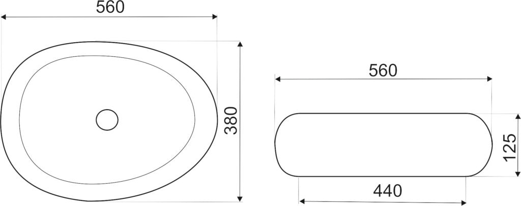 Lavoar blat KR-70, 56x38cm, ceramica sanitara