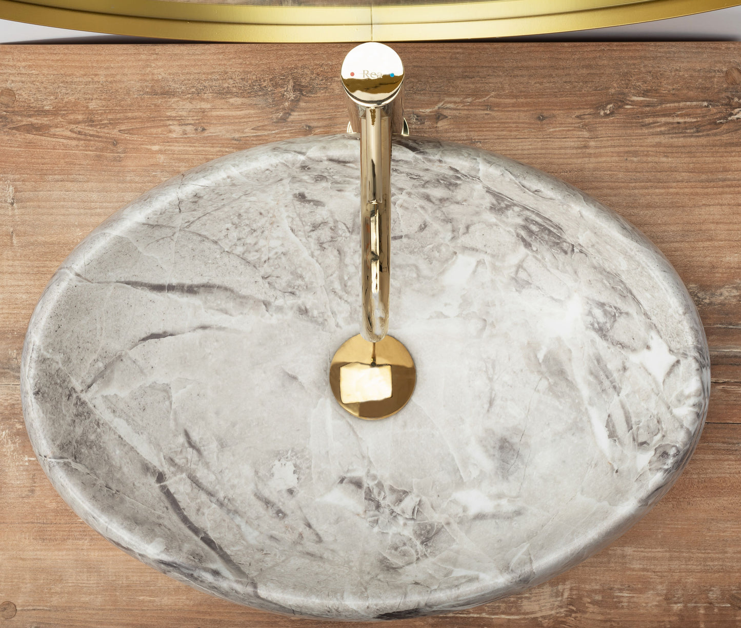 Lavoar blat Rea Linda Stone, 48.5x34cm, ceramica sanitara - MarbelOn