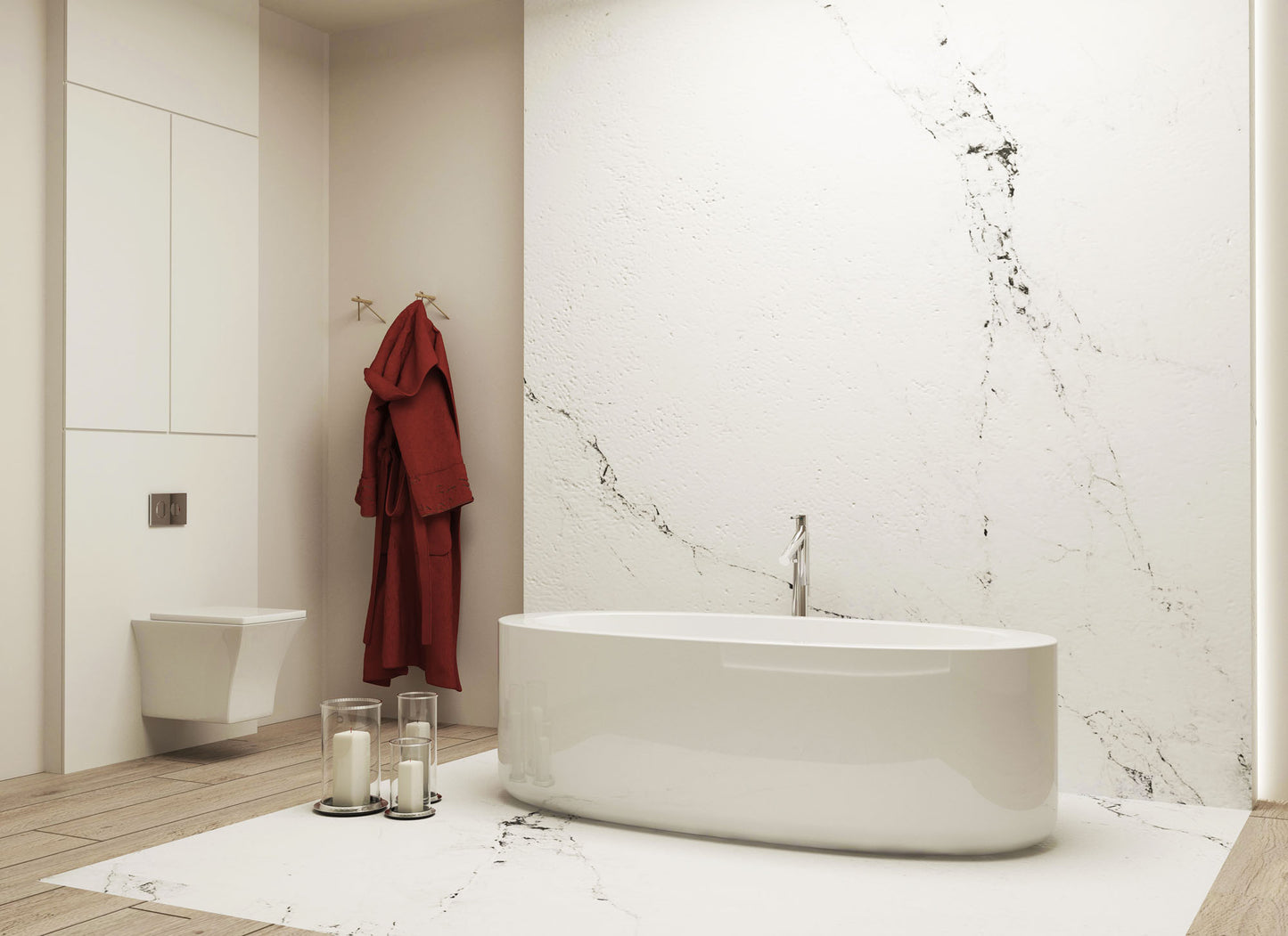 Cada de baie freestanding Mbo-Paula, 169x80x57, alb, acril antibacterian