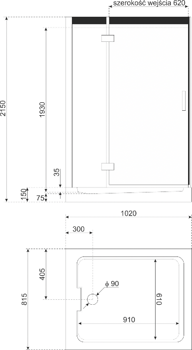 Cabina de dus cu hidromasaj Twin, montaj pe partea stanga, 80x100x215cm, panou de control