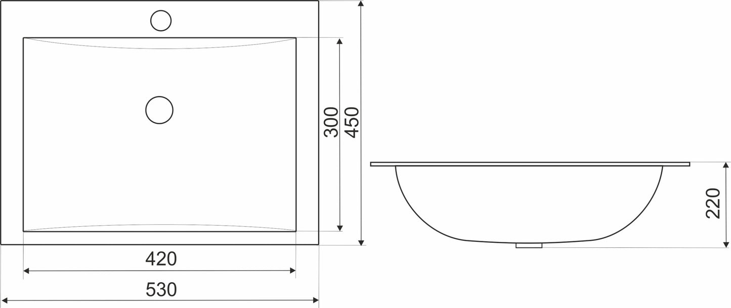 Lavoar KR-709, 53x45, incastrat, negru, ceramica sanitara