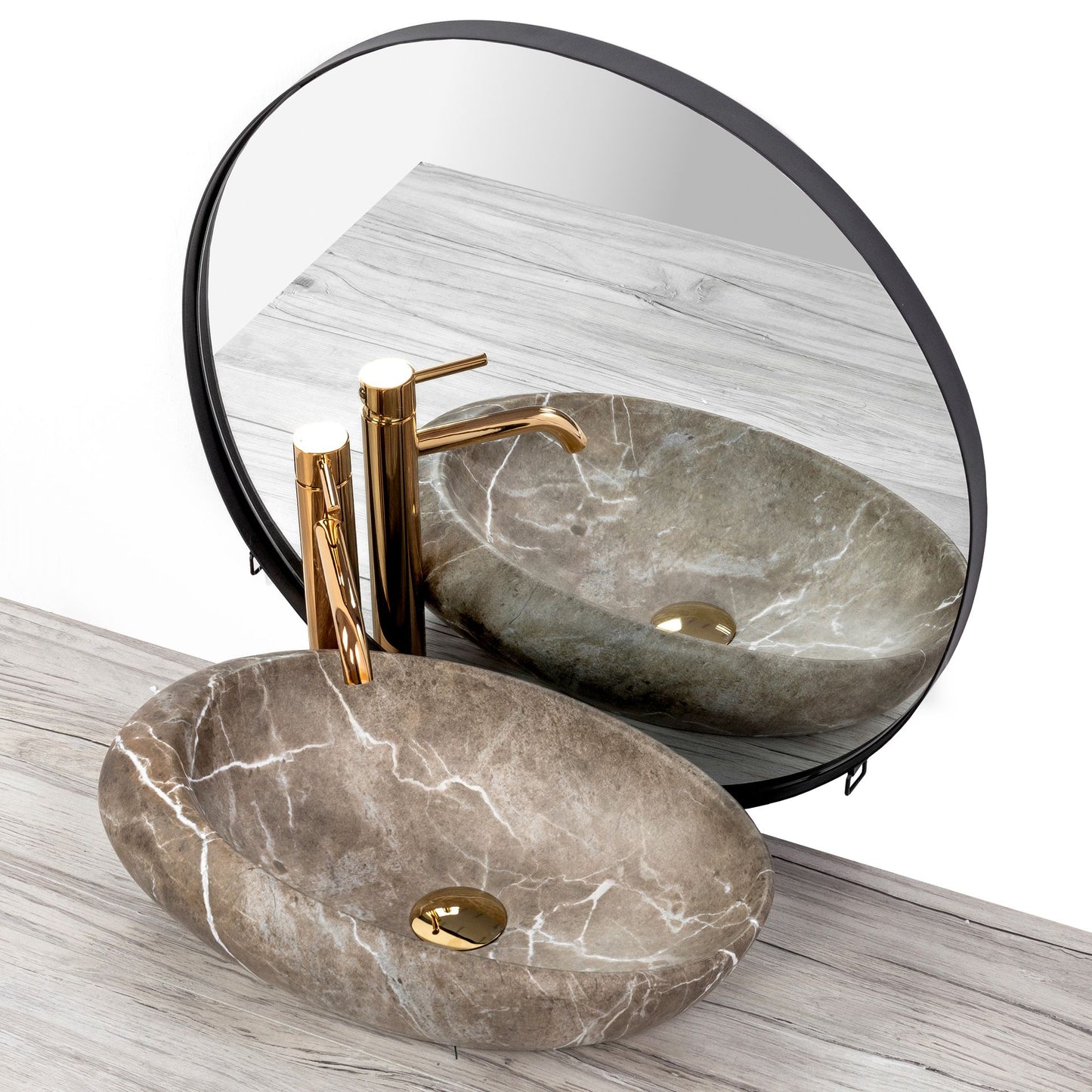 Lavoar blat Rea Roxy B Stone, 49x31cm, ceramica sanitara - MarbelOn