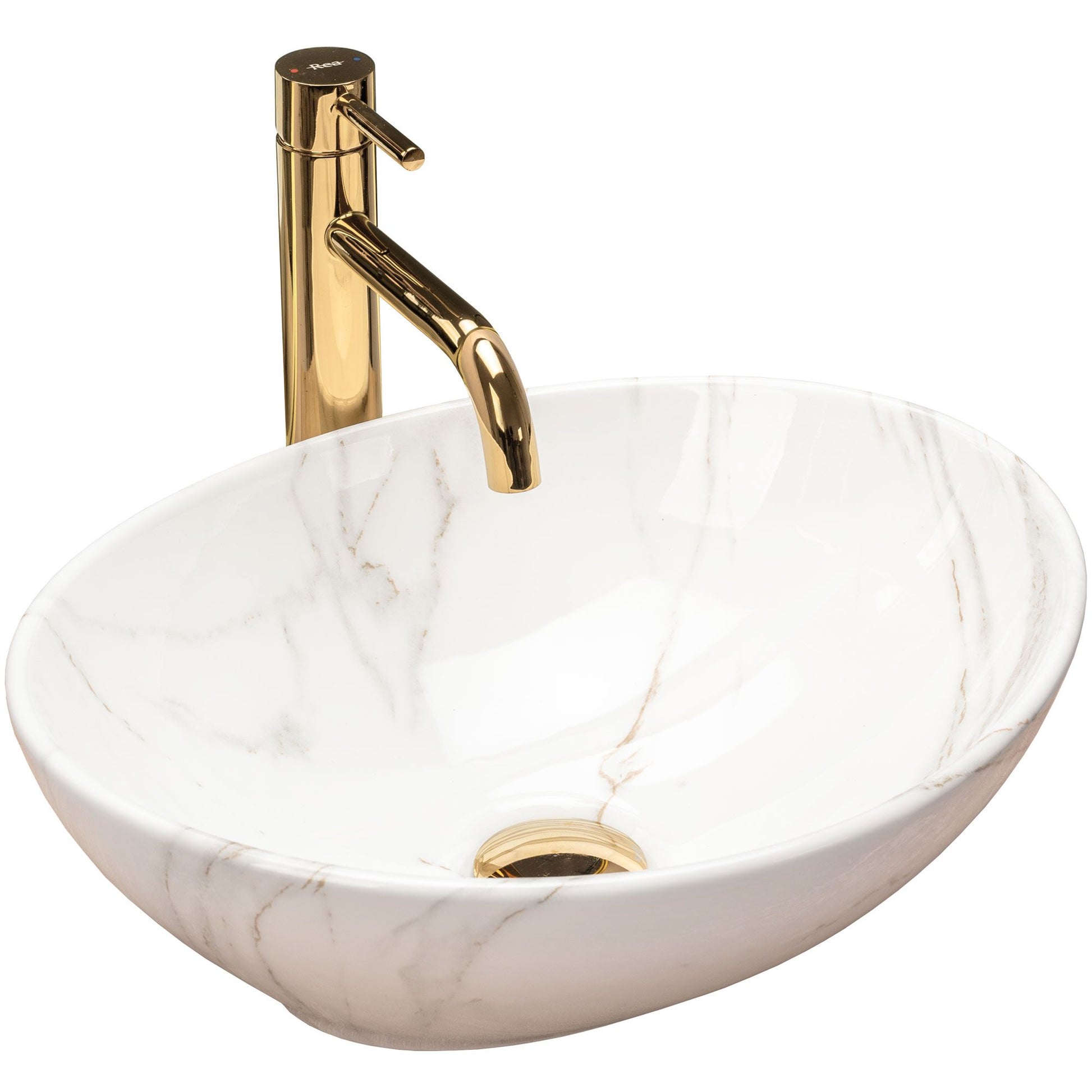 Lavoar blat Rea Sofia Calala Marble, 41x34.5cm, ceramica sanitara - MarbelOn