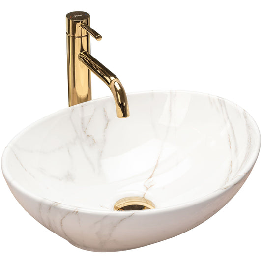 Lavoar blat Rea Sofia Calala Marble, 41x34.5cm, ceramica sanitara - MarbelOn