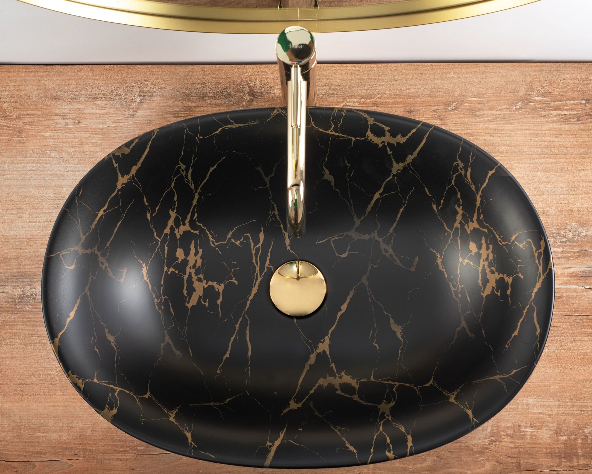 Lavoar blat Rea Roma Marble, 56x40cm, ceramica sanitara - MarbelOn