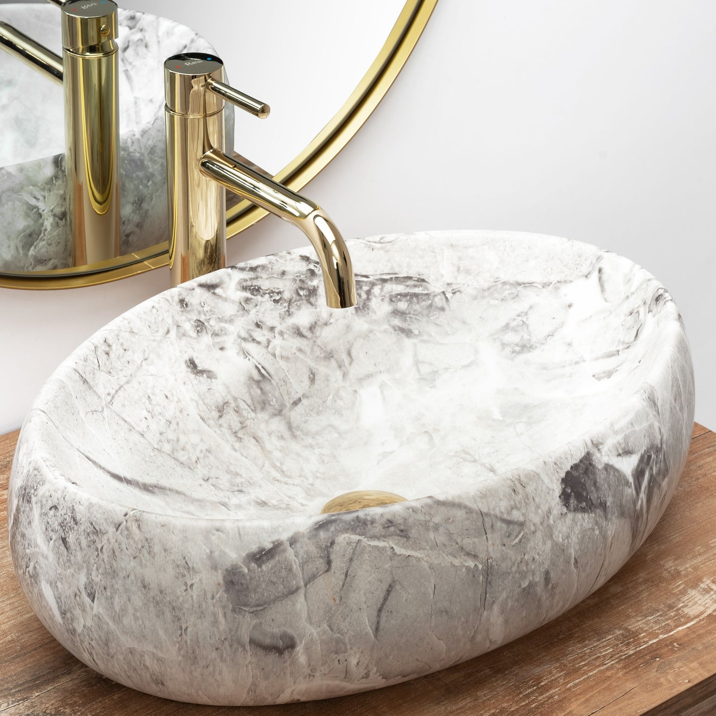 Lavoar blat Rea Linda Stone, 48.5x34cm, ceramica sanitara - MarbelOn