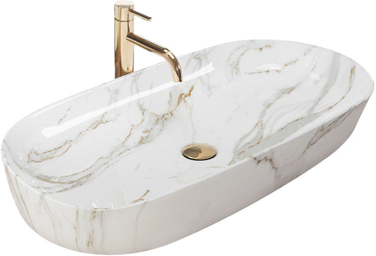 Lavoar blat Rea Cleo Shiny Aiax, 81x41cm, ceramica sanitara