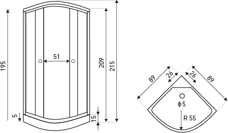 Cabina de dus cu hidromasaj Lisa, 90x90x215cm, panou de control, radio, ventilator - MarbelOn