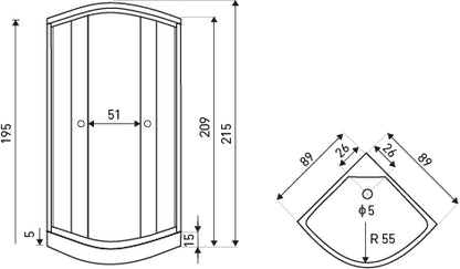 Cabina de dus cu hidromasaj Lisa, 90x90x215cm, panou de control, radio, ventilator - MarbelOn