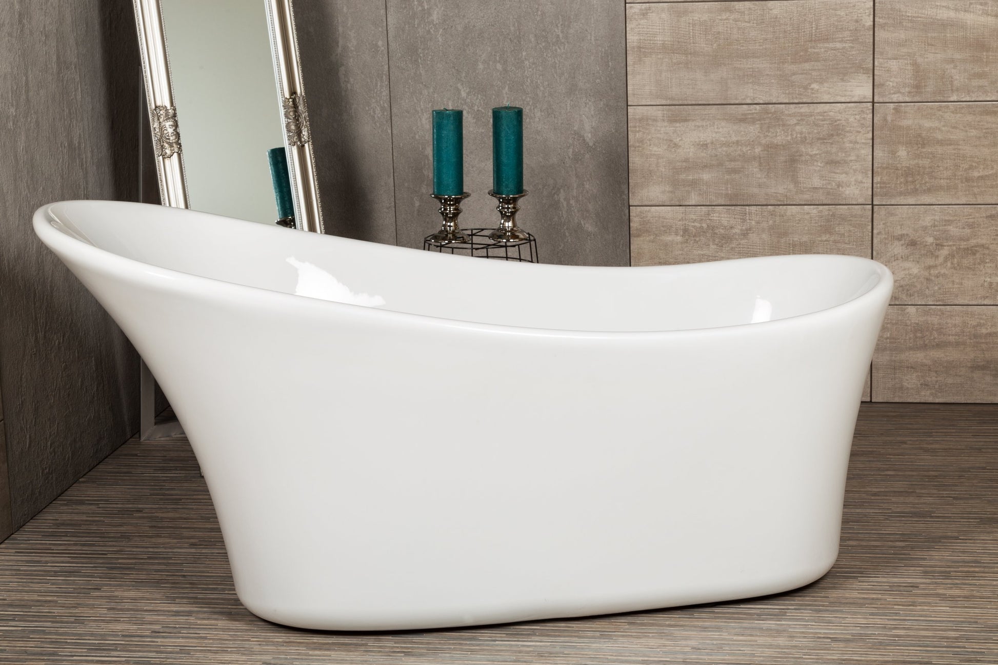 Cada de baie freestanding Mbo-Maya, 157x68x78, alb, acril antibacterian - MarbelOn