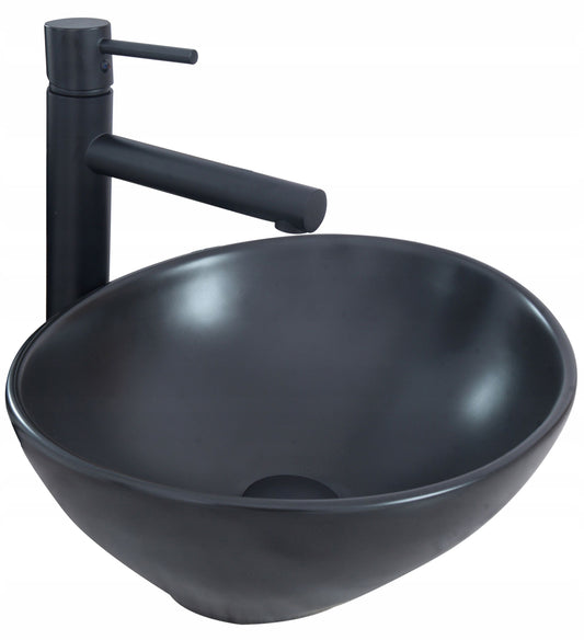 Lavoar blat Sofia, 41x34.5cm, ceramica sanitara, finisaj negru mat