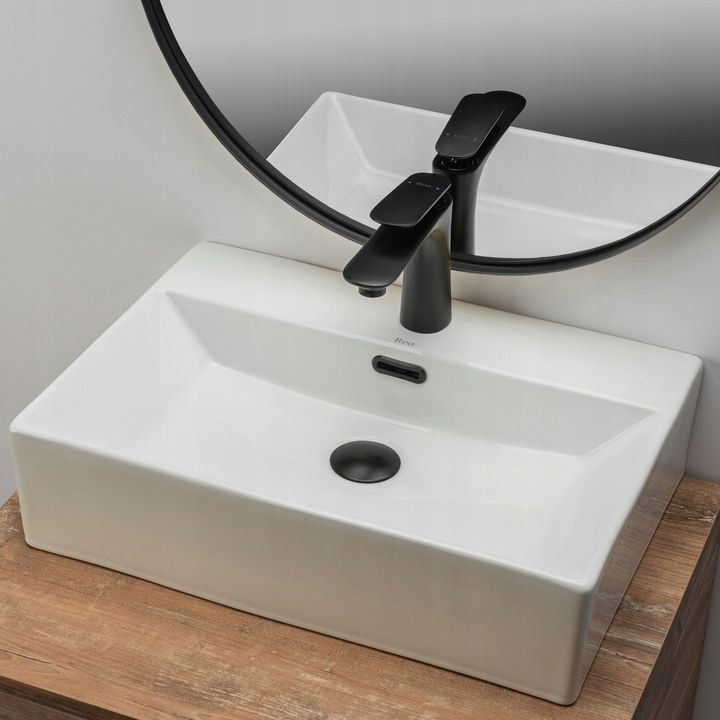 Lavoar blat Rea Bonita White, 51x36cm, ceramica sanitara - MarbelOn