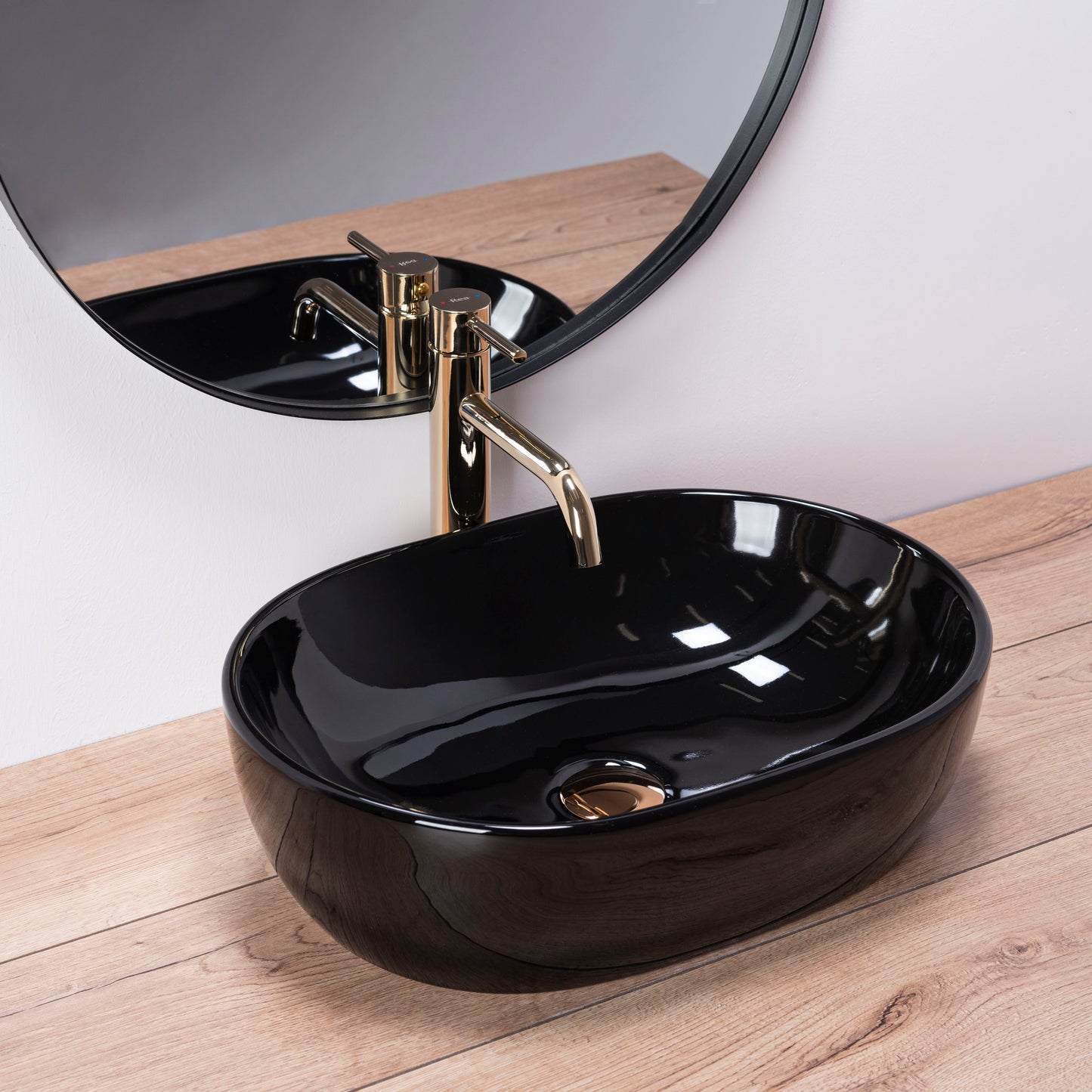 Lavoar blat Rea Amelia Black, 48x34.5cm, ceramica sanitara - MarbelOn