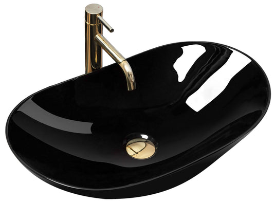 Lavoar blat Rea Royal Black, 60.5x36cm, ceramica sanitara - MarbelOn