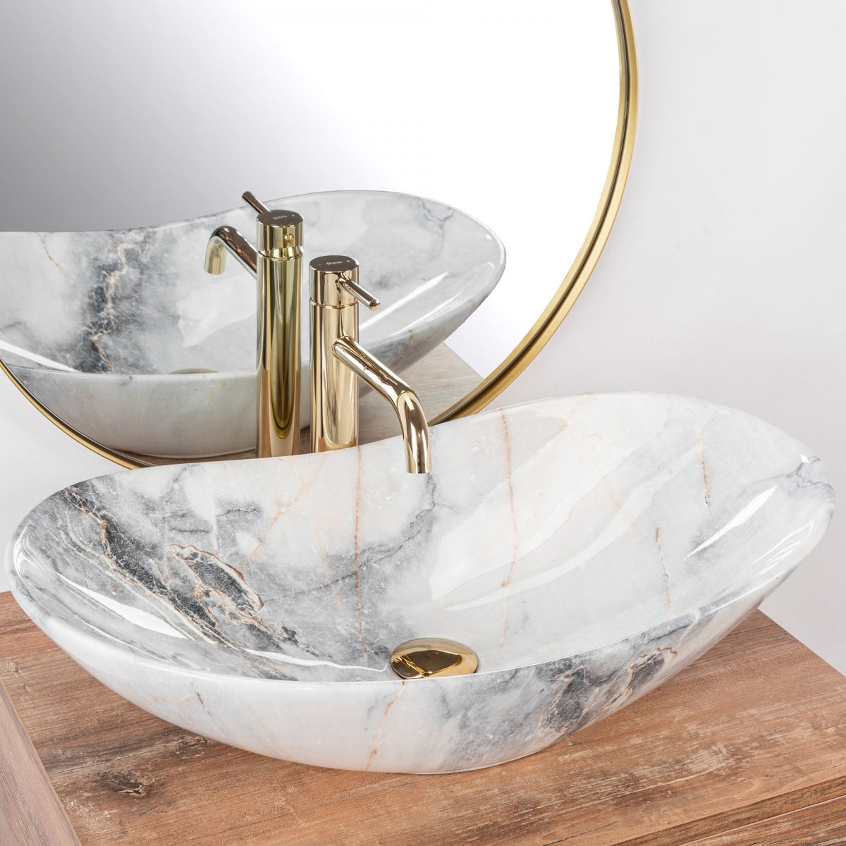 Lavoar blat Rea Royal Granit Shiny, 60x36cm, ceramica sanitara - MarbelOn
