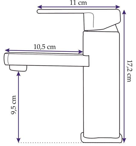 Baterie lavoar Rea Caro, 17 cm, alama, finisaj crome - MarbelOn