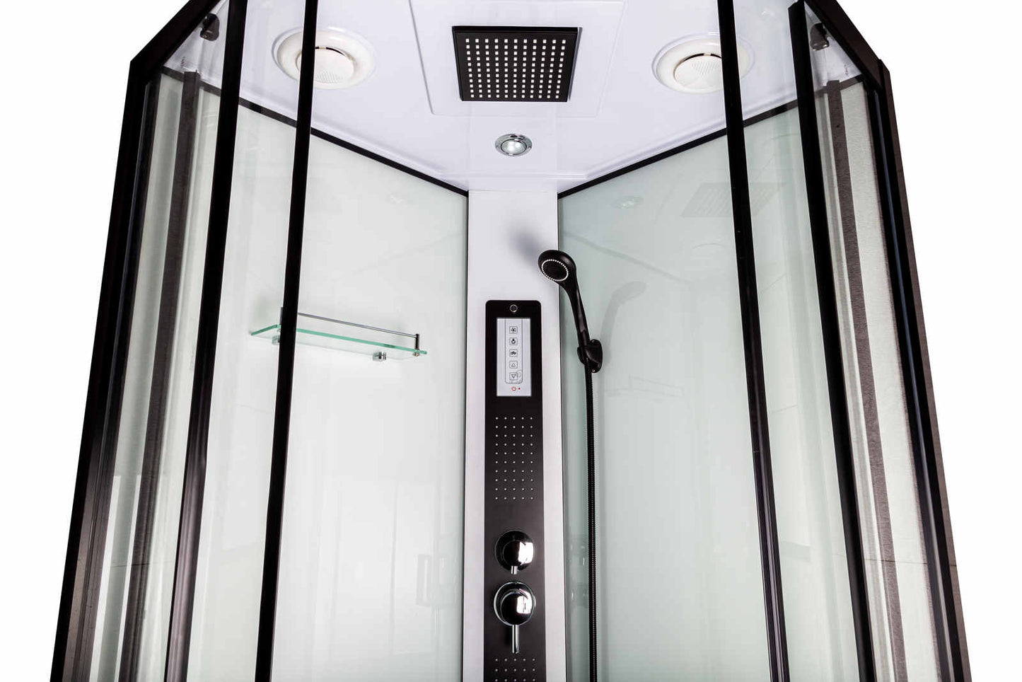 Cabina de dus cu hidromasaj Petrus, 90x90x216 cm, panou de control, finisaj negru - MarbelOn
