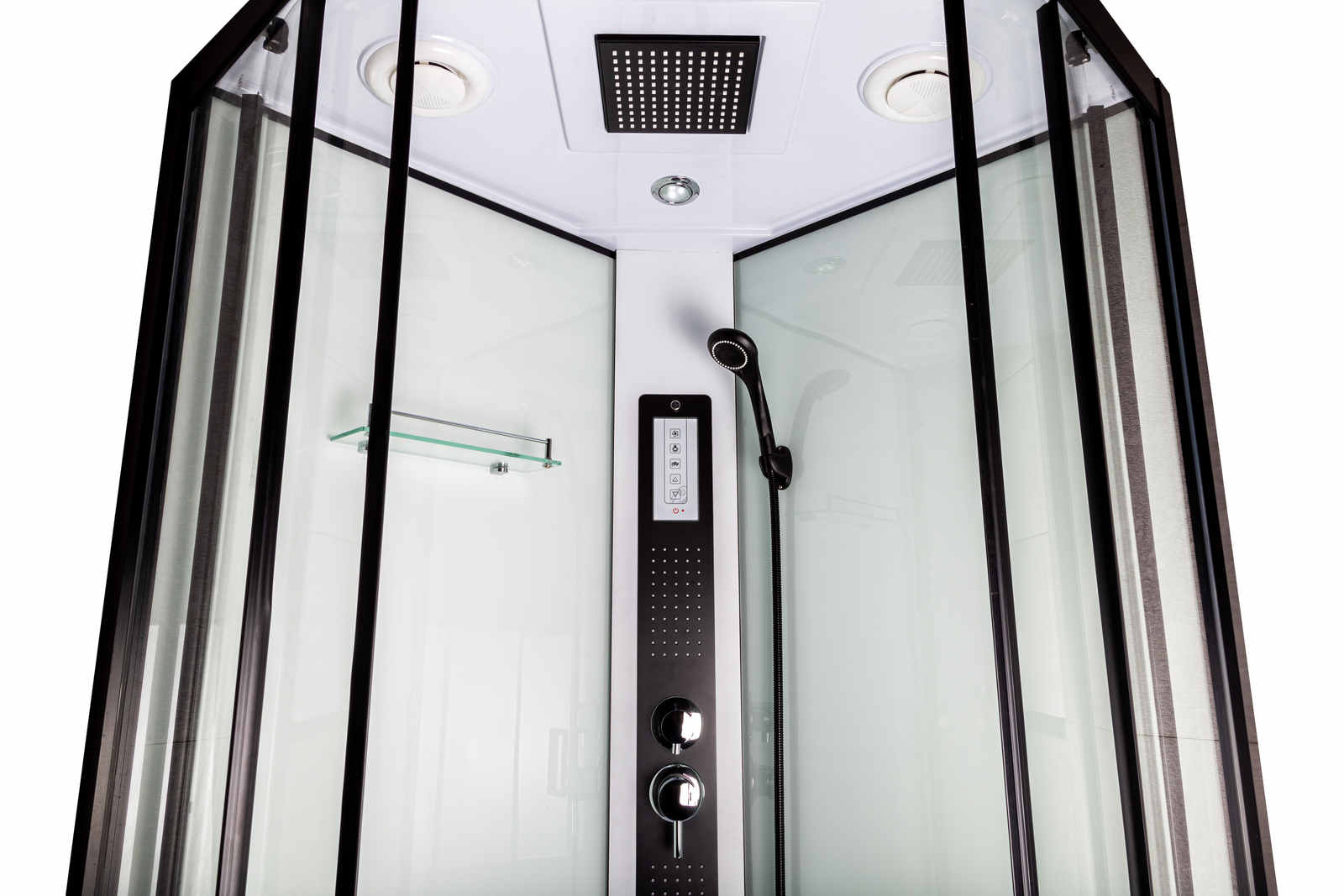 Cabina de dus cu hidromasaj Petrus, 90x90x216 cm, panou de control, finisaj negru - MarbelOn