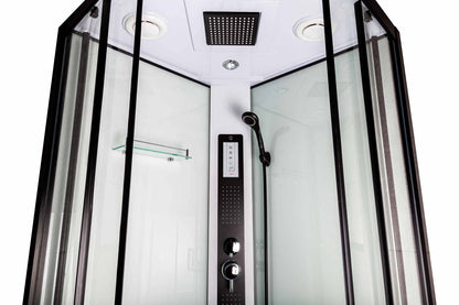 Cabina de dus cu hidromasaj Petrus, 90x90x216 cm, panou de control, finisaj negru - MarbelOn