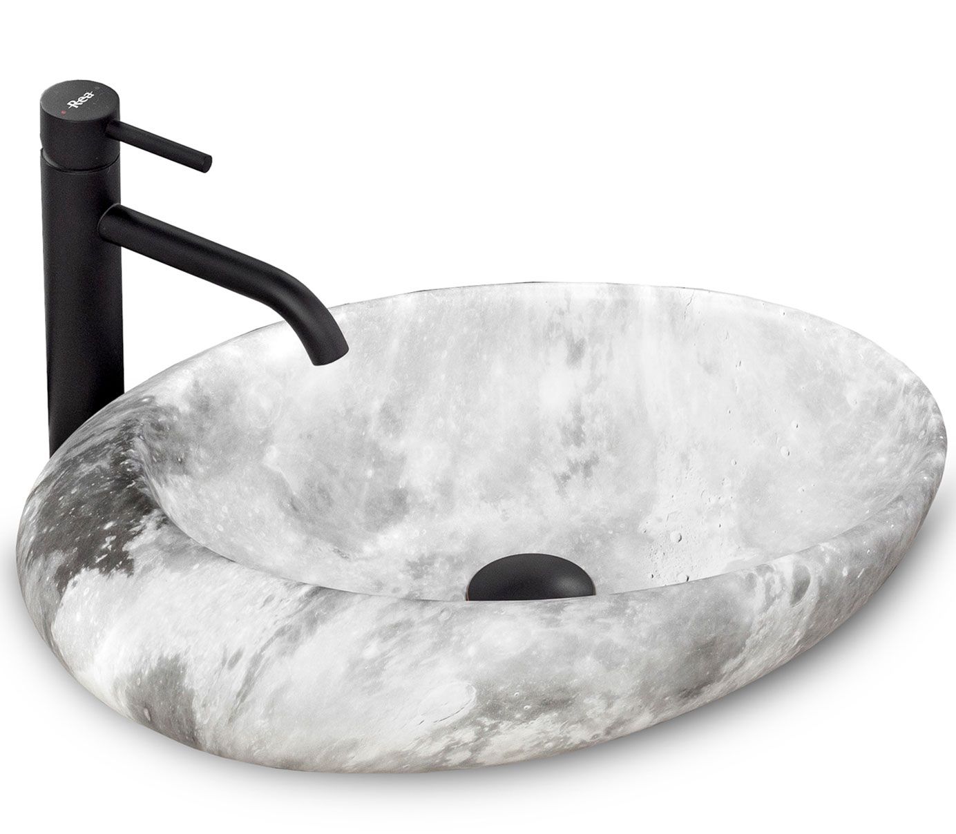 Lavoar blat Rea Roxy Stone Light Grey, 49x31cm, ceramica sanitara - MarbelOn