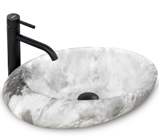 Lavoar blat Rea Roxy Stone Light Grey, 49x31cm, ceramica sanitara - MarbelOn