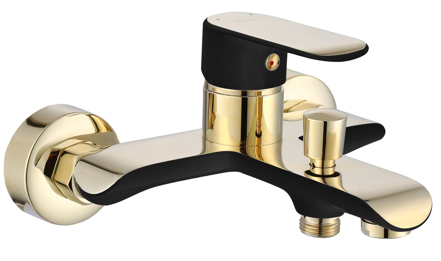 Baterie cada Rea Bloom Black&Gold, finisaj negru&auriu, alama, dus de mana inclus