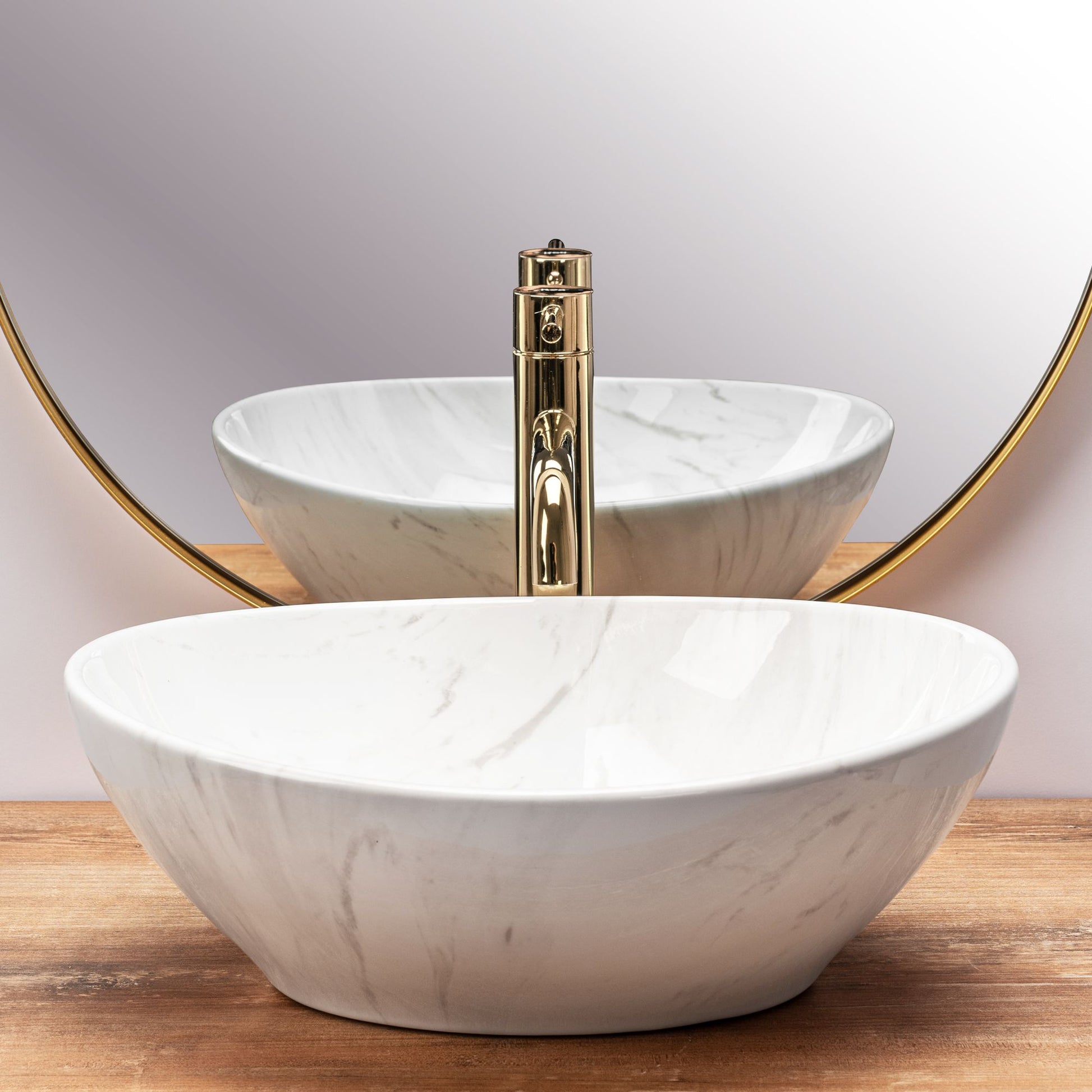 Lavoar blat Rea Sofia Calala Marble, 41x34.5cm, ceramica sanitara - MarbelOn