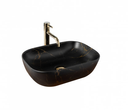 Lavoar blat Rea Belinda Marble Black Mat, 46.5x33cm, ceramica sanitara - MarbelOn