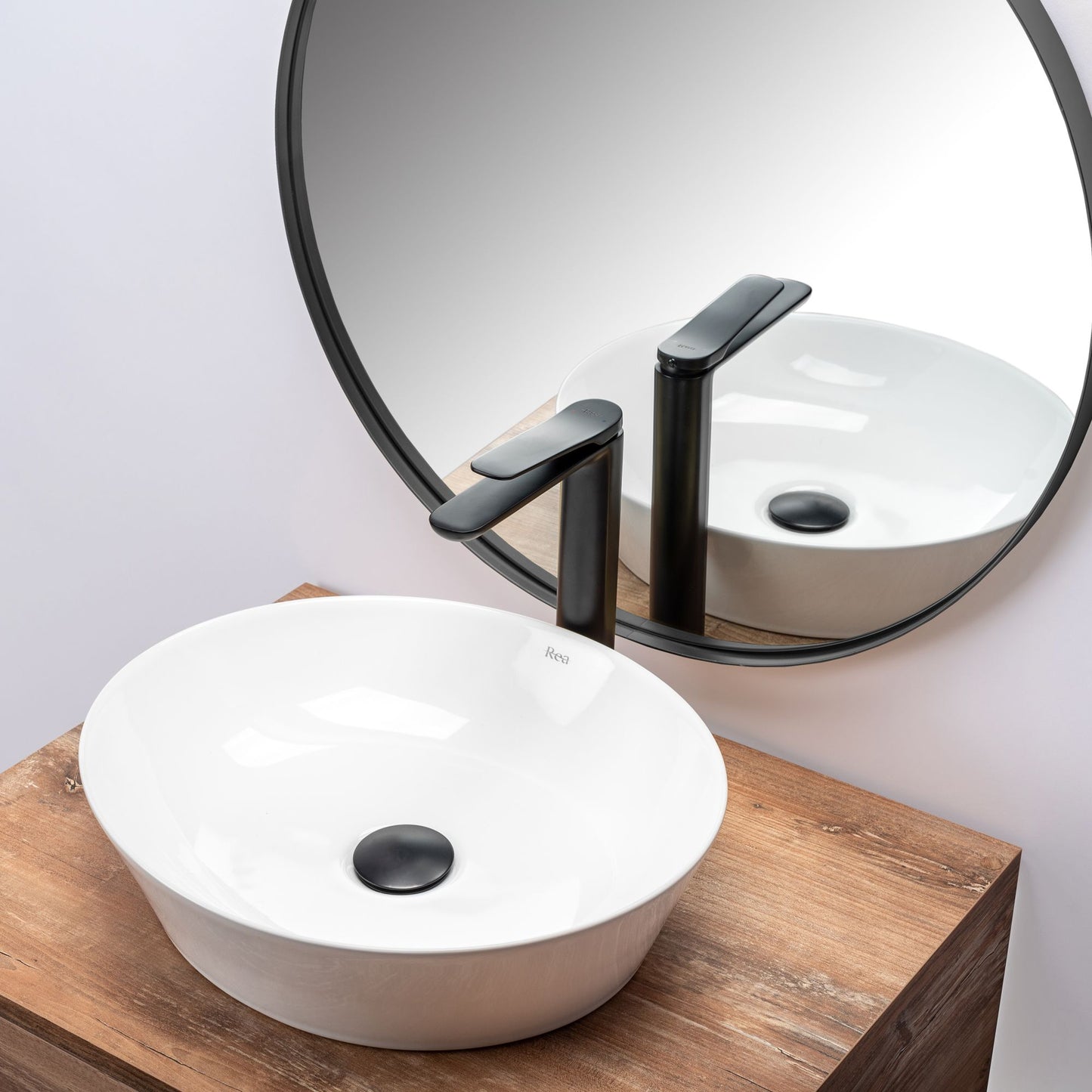 Lavoar blat Rea Saga White, 41x37cm, ceramica sanitara
